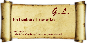Galambos Levente névjegykártya